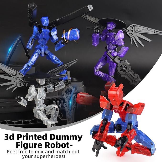 T13 Action Figure，Big Robot 13 Action Figure with Bracket Dummy 3D Printed Toy Articulated Lucky for Modeling Collector Tian13 Birthday Gift for Kid 3-8 Year Requires Assembly - （Red Black）