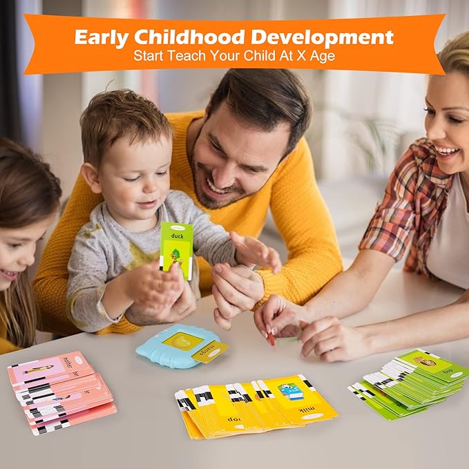 Talking Flash Cards with 224 Sight Words, Montessori Educational Learning Interactive Toddler Toys, Speech Therapy and Autism Sensory Toys, Blue