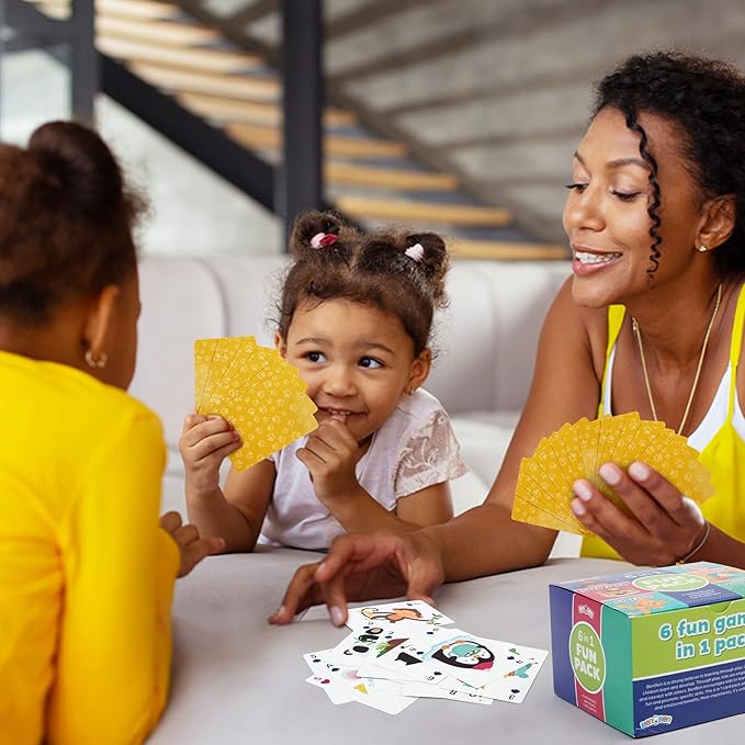 LotFancy Card Games for Kids, 6 Decks, Go Fish, Old Maid, Crazy Eights, Memory Match, Slap Jack, Animal Playing Cards, Easter Basket Stuffers, Stocking Stuffers