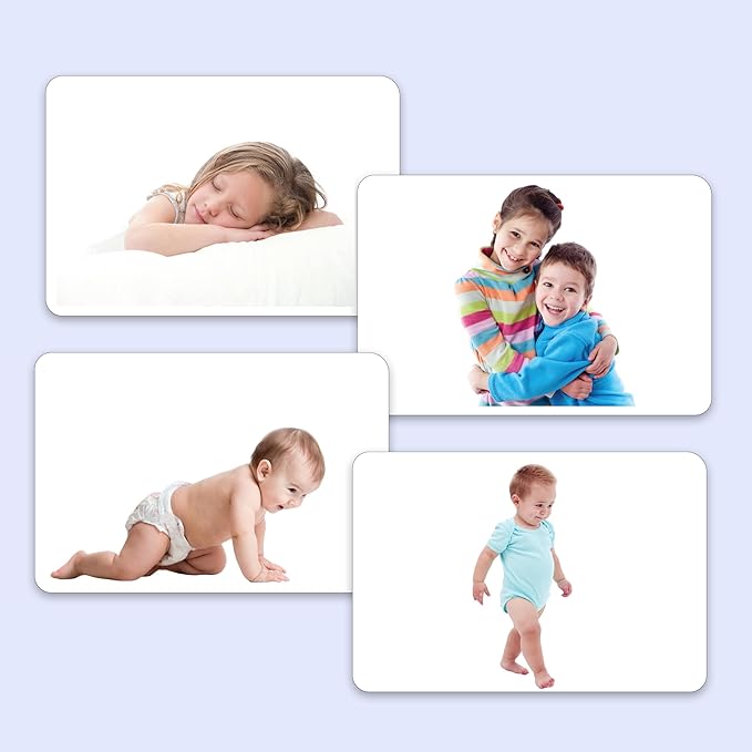hungry brain Flash Cards for Toddlers, 24 Actions Flashcards, Double-Sided, Montessori, Educational, Kindergarten - Preschool Learning Activities, Gifts for Kids, 1, 2, 3, 4 Years Babies