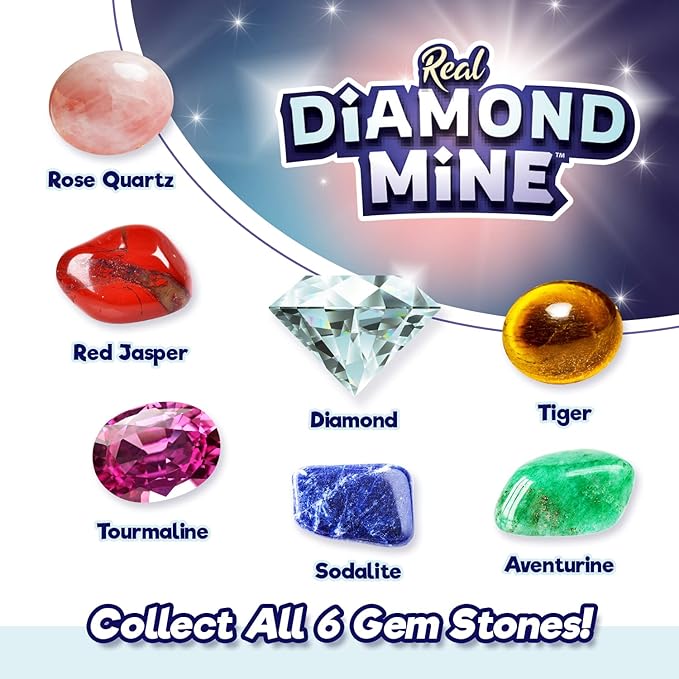 JA-RU Real Diamond Mine Gemstone Dig Kit (1 Pack) Mystery Rock, Minerals, and Gems for Kids | Break Your Own Geodes and a Chance to Get 1 Real Diamond | Party Favors for Kids Goodie Bags. Item 4630-1s