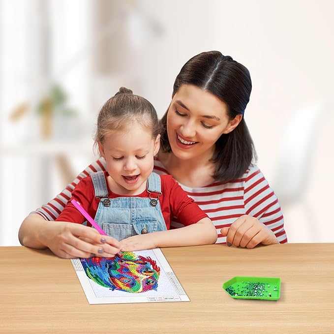 Turniton 5D Diamond Painting Kits for Kids, Diamond Arts Painting Kits with Wooden Frame, Dog Kids' Mosaic Kits for Beginners, Girls, Adults, Diamond Painting Pictures, Arts Craft for Home Decor