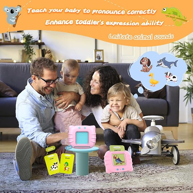 Toys for Ages 2-4 Talking Flash Cards for Toddlers 1-3,Preschool Learning Activities Flashcards,Educational Learning Kids Toys Boys 3-5 Or 3 Year Old Girl Gifts to Promote Speak and Spell (Pink)