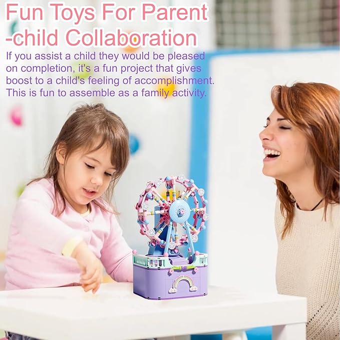 RIXINC Rotating Ferris Wheel Model Building Sets with Music Box, Girls Toys 6 7 8 9 10 11 12 13 14 Years Old and up, Toys for Girls Christmas and Birthday Gifts for Adults and Kids (710pcs)