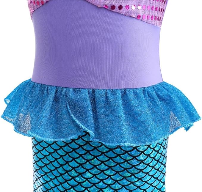 Lito Angels Little Mermaid Princess Fancy Dress Up Costume Party Outfit for Toddler Kids Girls with Accessories Size 3T to 10