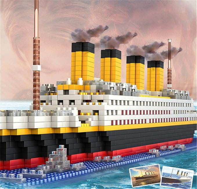 Titanic Ship Model Building Block Set, 3D Puzzle Sets DIY Educational Toys, Bricks Toy, with 1860Pcs Micro Mini Blocks, Ideal Gift for Kids and Adults