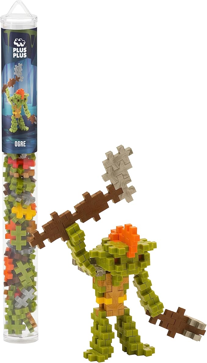 PLUS PLUS 3D Puzzle Cryptid Construction Building Block Set, Fun Fantasy Figures Stem Toys for Kids, 70 Interlocking Pieces - Ogre Mini Maker Tube
