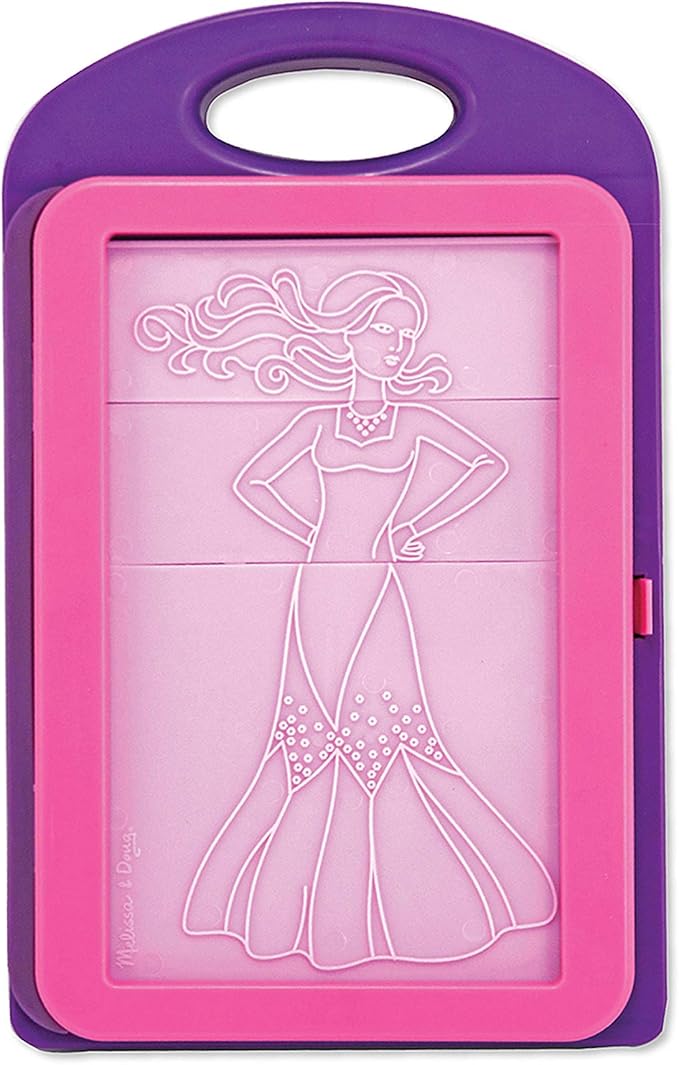 Melissa & Doug Fashion Design Art Activity Kit - 9 Double-Sided Rubbing Plates, 4 Pencils, Crayon - Travel Toys for Kids Ages 5+