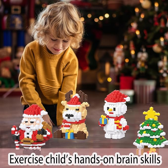 Christmas Building Blocks Tree Compatible for Lego Christmas Micro Blocks Stacking New Toys Holiday Present Box New Year Birthday Gifts for Kids 6-12 Years Old (Tree)