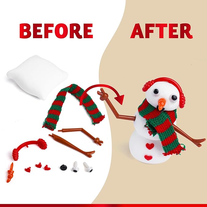 JOYIN Christmas Build Your Snowman Craft Kit, 6 Pack DIY Snowman Christmas Craft Kit for Christmas Party Favor, School Arts and Craft Activities, Xmas Gift Stocking Stuffers for Kids, Holiday Presents