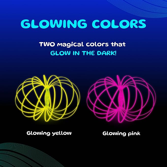 Mozi Glozi Geometric Magic Flow Bracelet - Easy to Use - 3D Bracelet Spiral Toy, Glowing Spinning Bracelet Spiral for Children and Adults (Pink)