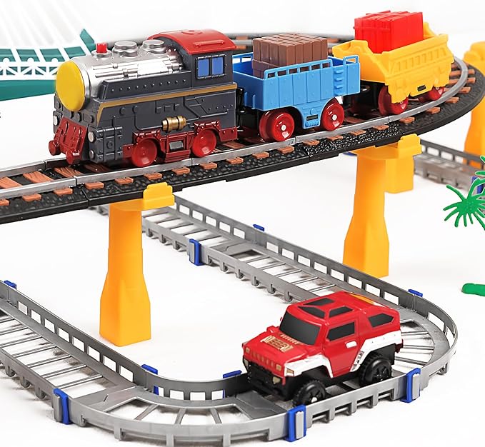 Toddler Train Set Toy, Electric Train Track Playset for 3 4 5 Years Old Kids, Boys and Girls