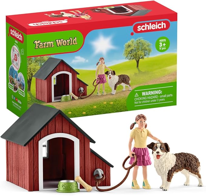 Schleich Farm World, Animal Toys for Kids, Kennel with Dog Toy and House 5-Piece Set, Ages 3+
