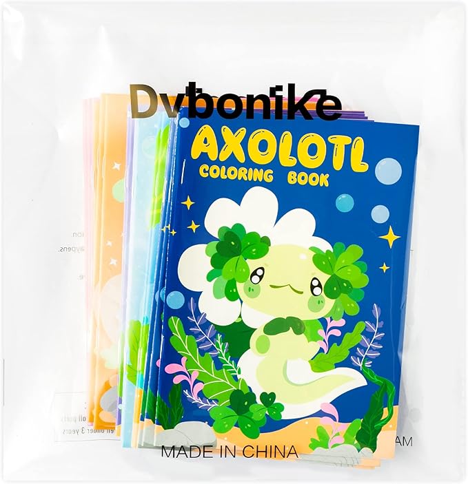 Dvbonike 24Pcs Axolotl Coloring Books Amphibian Theme DIY Art Booklet with Cool Drawing Patterns Birthday Party Favors Halloween Gifts Home School Classroom Activity Supply for Kids Age 4-8