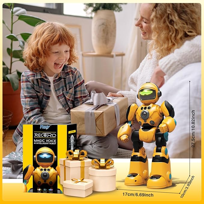 RC Robot Toys for Kids Ages 3 4 5-7 Year Old Magic Record Voice Function, Remote Control Robots Toy for Boys and Girls Programmable Music Dance Interactive Warrior Robo Birthday Gift for Toddler