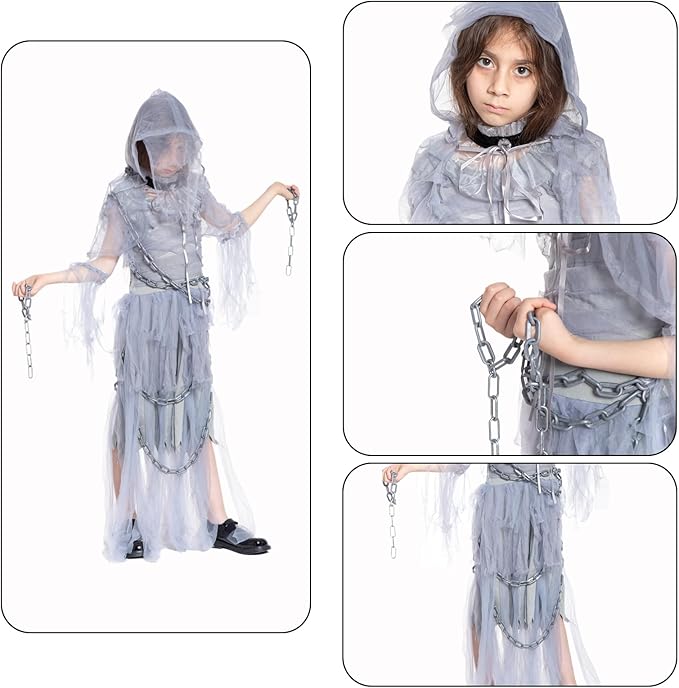 Girls Scary Ghost Costume Toddler Halloween Haunting Scary Ghost Dress for Kids