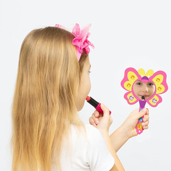 Fennoral 9 Pack Wooden Mirror Craft for Kids Decorate You Own Butterfly Mirrors for Girls DIY Paint Wooden Hand Mirror Butterfly Craft for Art Activities Birthday Gifts