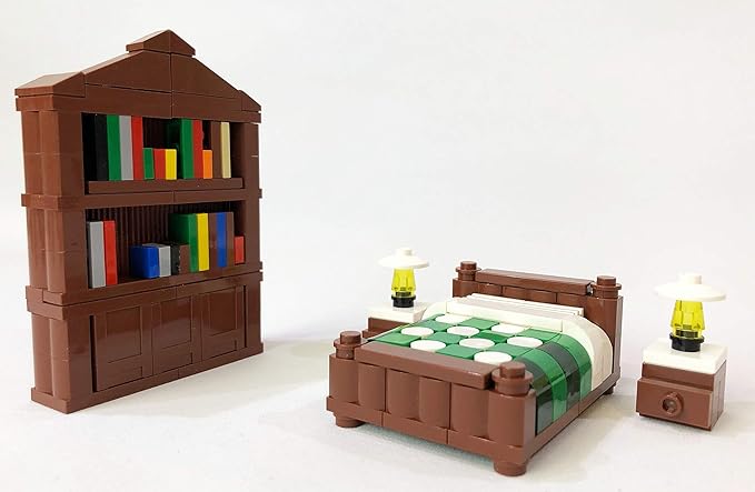 Brick Loot Toy Building Blocks Furniture Minifigure City Set Kit, For Adults & Kids Age 6+, 100% Compatible with Lego & Major Brands, Includes Bookcase, TV, Bed, Couch, Chair, Coffee Table, 236 Pieces