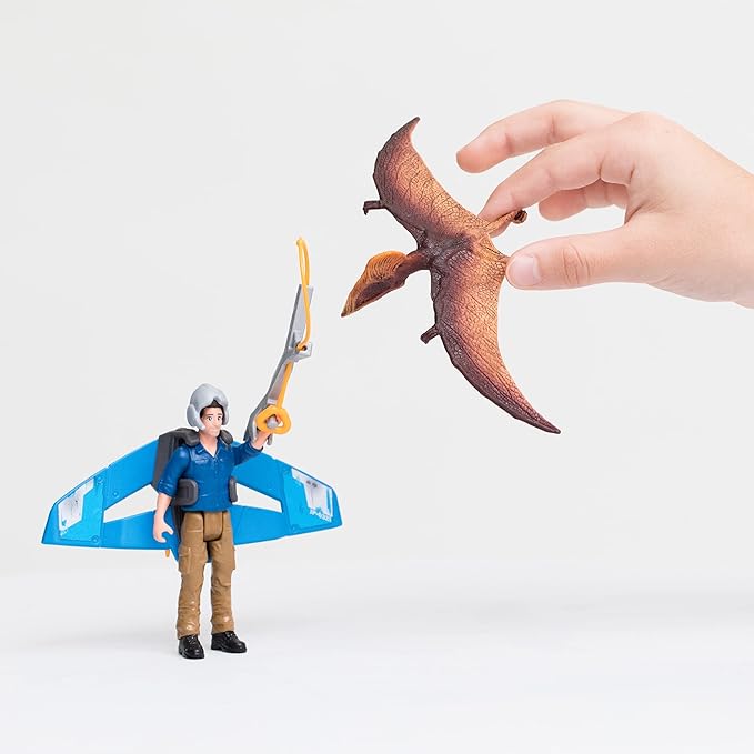 Schleich Dinosaurs, Dinosaur Gifts for Boys and Girls, Jetpack Chase Playset with Tupuxuara Toy, 7 pieces, Ages 4+