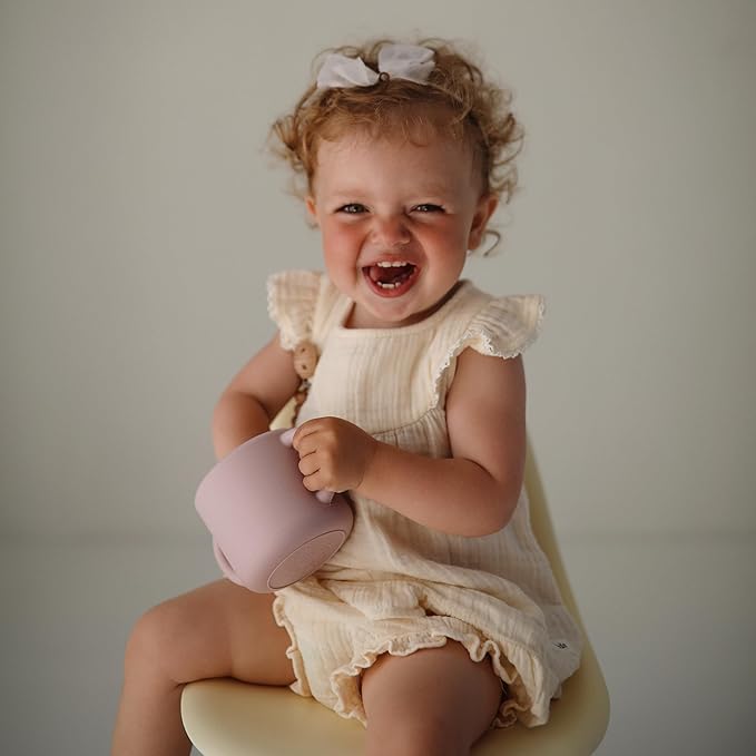 mushie Silicone Snack Cup | Spill Proof Food Container for Toddler and Baby (Soft Lilac)