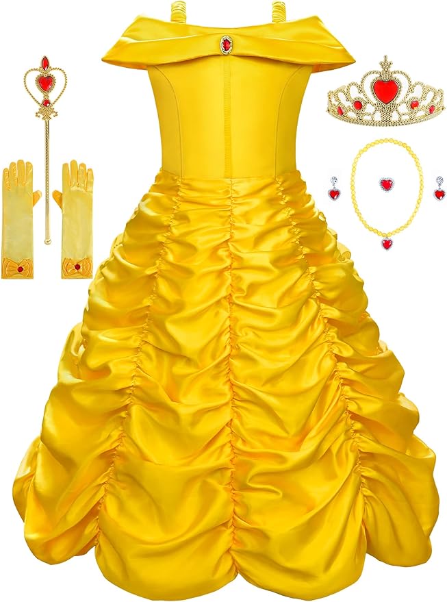Princess Costume Dresses for Girls Costumes Halloween Cosplay Birthday Outfit Yellow