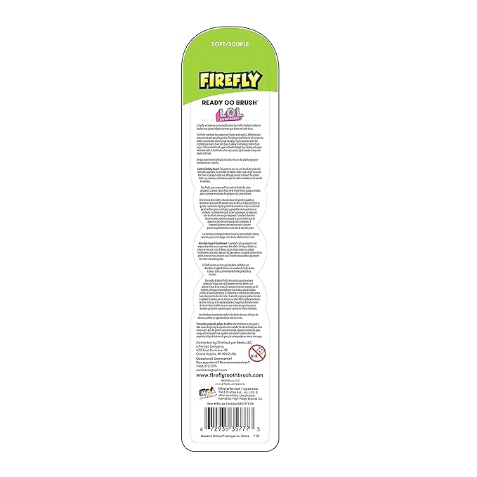 FIREFLY Ready Go Light Up Timer Toothbrush, L.O.L. Surprise!, Premium Soft Bristles, 1 Minute Timer, Less Mess Suction Cup, Battery Included, Easy Storage, Dentist Recommended, Ages 3+, 2 Pack