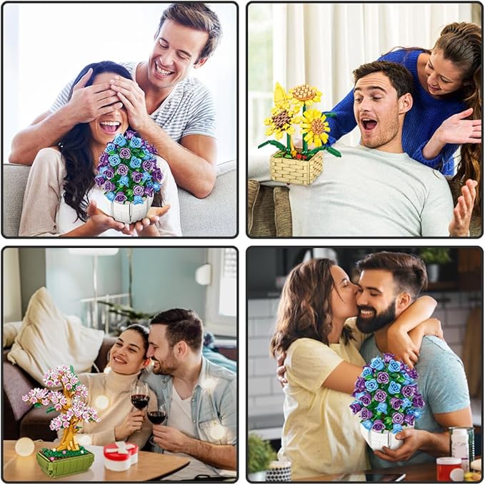 Cherry Blossom Bouquet Building Block Set, 550 Pcs Mini Building Block Bouquet Building Block Set, Flower Building Toys, Creative Building Block Plant Series