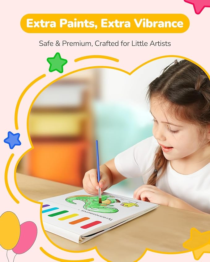 TECJOE 3 Pack Paint with Water Coloring Books for Toddlers, Watercolor Paint Set with 6 Brushes, Painting Activity for Kids Ages 4 5 6 7 8, Arts & Crafts Toy, Princess, Dinosaur & Sea
