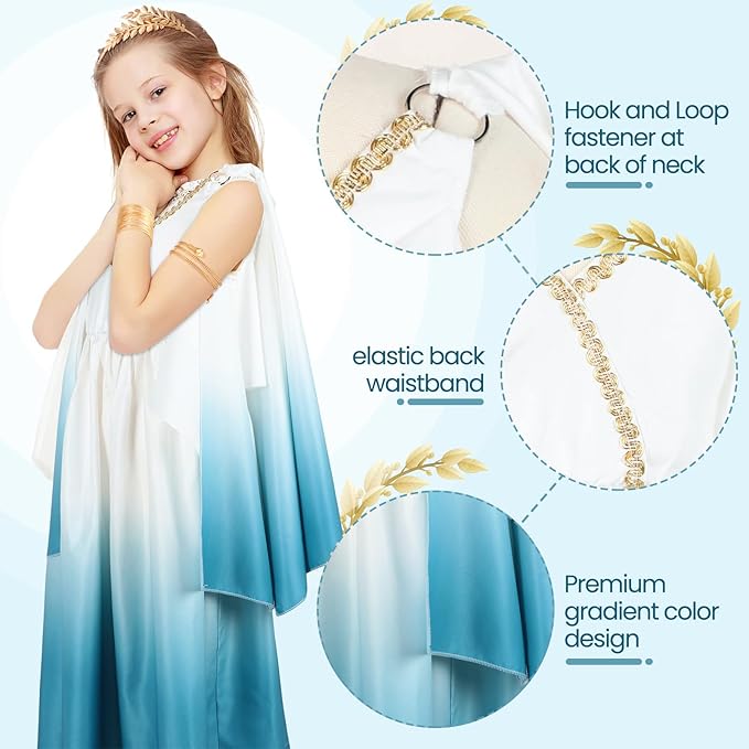 Foaincore 5 Pack Halloween Costumes Accessories Set Greek Goddess Costume Girls Kids Ancient Roman Dress Mental Snake Armband