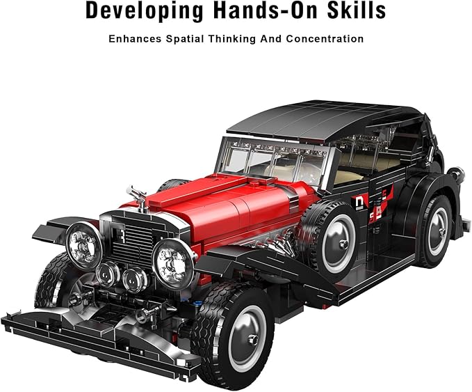 Mould King Classic Car Building Sets, 10114 Vintage Car Model Build and Display, Collectible Retro Antique Vehicle Toys, Car Kits for Adults and Boys Girls Kids Aged 14+(1380 Pieces)