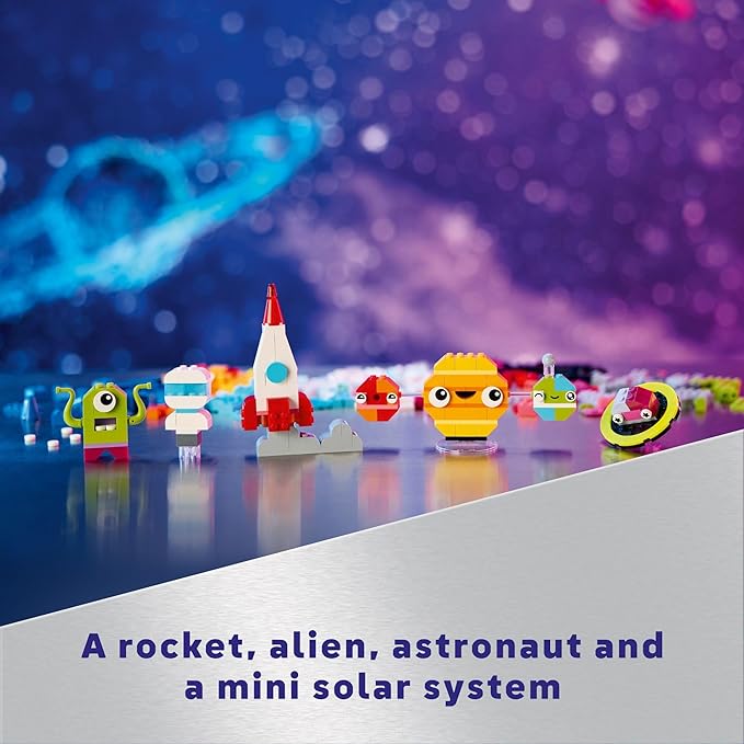 LEGO Classic Creative Space Planets Building Toys Set - Space Toys for Kids, Boys & Girls, Ages 5+ - Includes Alien, Rocket Ship, & Glow in The Dark Bricks - Birthday Gift Idea - 11037