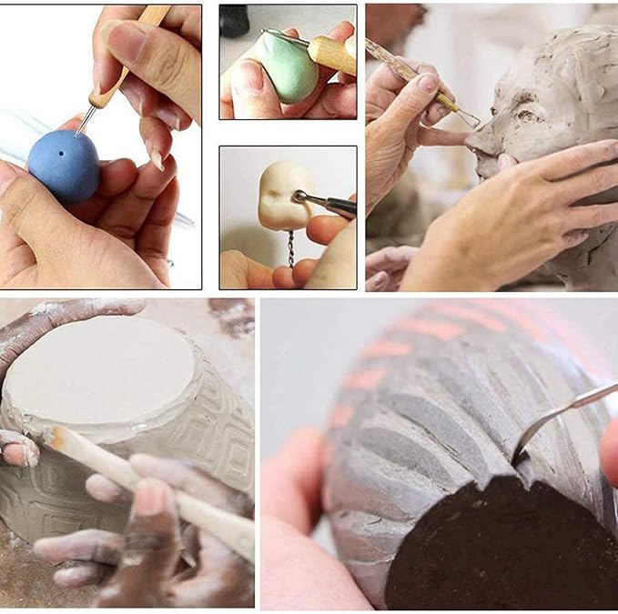 61Pcs Ceramics Clay Sculpture Polymer Tool Set Beginner's Craft Sculpting Pottery Modeling Carving Smoothing Wax Kit