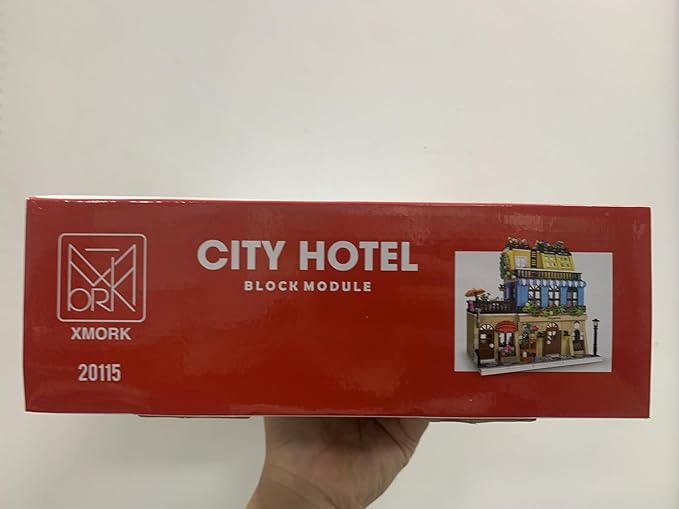 City Hotel Architecture Building Kit with Lights,3 Levels Garden Hotel Model Building Blocks Toy,for 12+Age Teen,Adult（1464 Pieces）