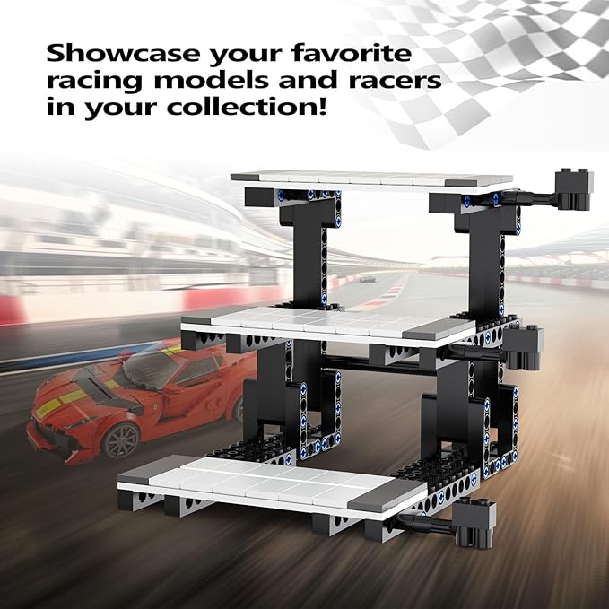 Display Stand for Lego Speed Champions Building Kit, 3 Layer Stand for Lego Car 76918 76923 76934 76919 76909 76914 76917 Model with Driver's Display, Collectible Gifts for Adults (220 Pcs)