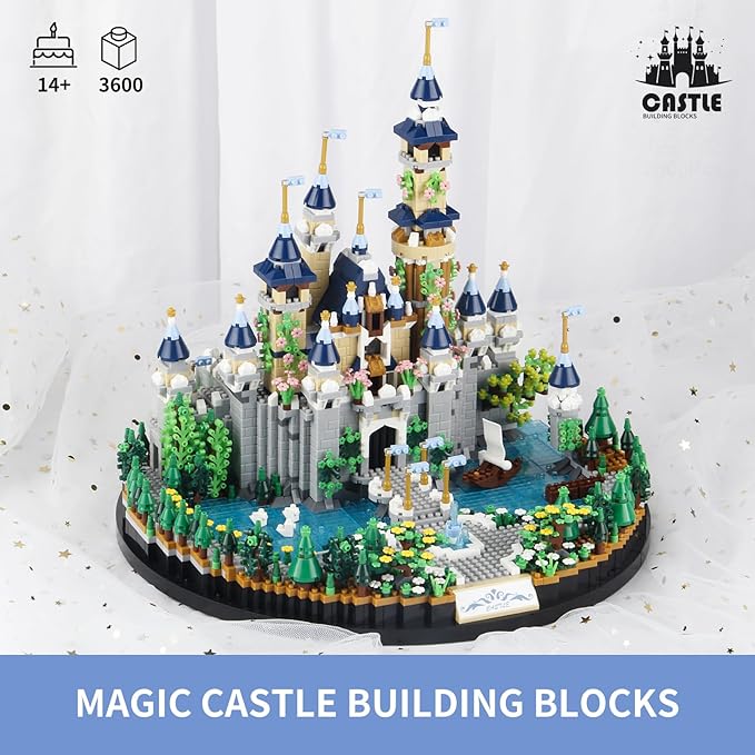 Castle Building Blocks kit, (3600pcs) Princess Castle Toys Playset for Adult, Medieval Fairytale Castle Model,Collectible Mini Blocks Castle Building Set for Women and Girls 10 12 14+