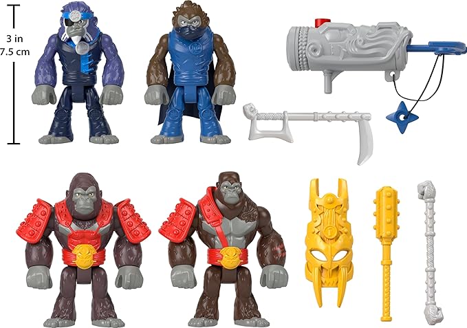 Fisher-Price Imaginext Preschool Toys Boss Level Army Pack 9-Piece Monkey & Gorilla Figure Set for Pretend Play Ages 3+ Years (Pack of 2)