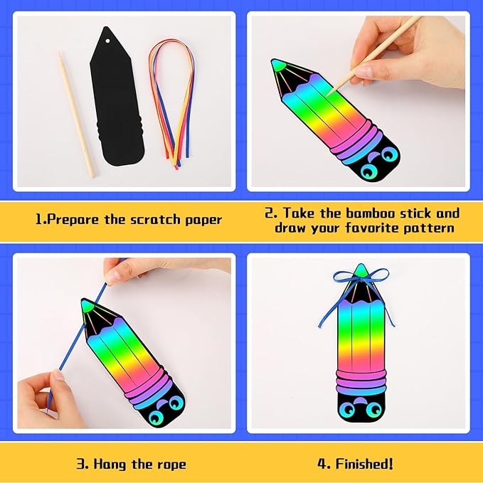 JUNEBRUSHS 30Pcs100 Days of School Scratch Bookmarks, Rainbow Magic Scratch Paper Art for Kids 100 Days of School Craft for 100th Day of School Gifts Activities Project Party Favors