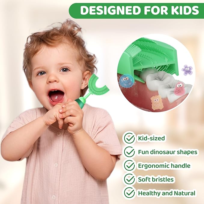 Toddler Toothbrush, U-Shaped Kids Toothbrush for 2-7 Years, Toddler Toothbrush with Food Grade Soft Silicone, 360° Manual Whole Mouth Toothbrush for Kids