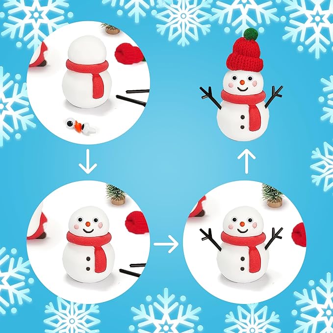 Christmas Sensory Bin,Snowman Making Kit for Kids,Christmas DIY Modeling Clay Making Kit,Xmas Sensory Toys for Holiday with Play Sand for Toddlers,Christmas Kids Toys Gift