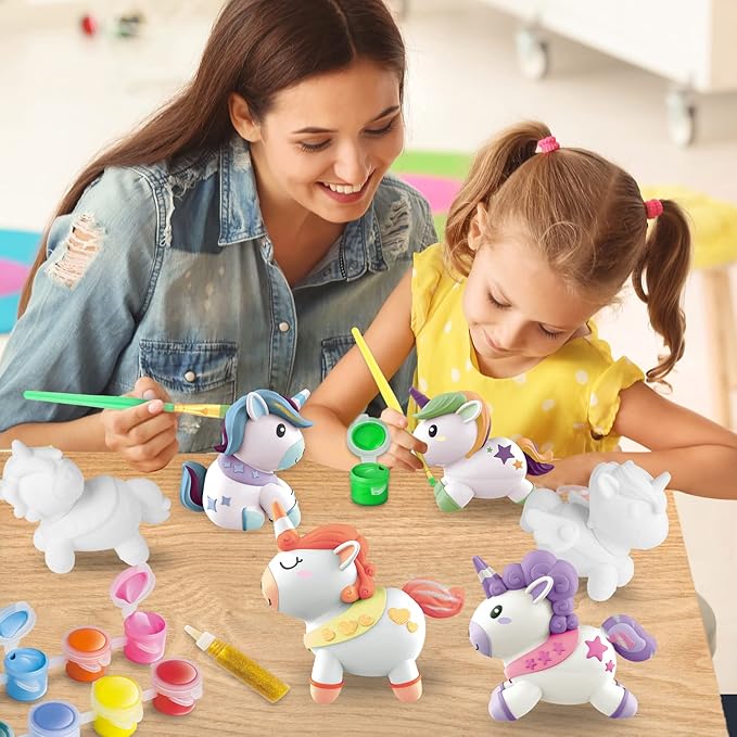 SpringFlower Unicorn Gift Toys for 3 4 5 6 7 8 Years Old Girls - Unicorn Arts and Crafts Painting kit Including 8 Cute Looking Unicorn Figures, DIY Creative Christmas Gift for Kids
