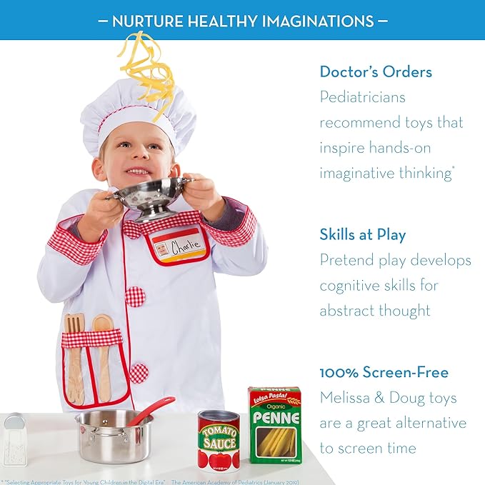 Melissa & Doug Stainless Steel Pots and Pans Pretend Play Kitchen Set for Kids (8 pcs)