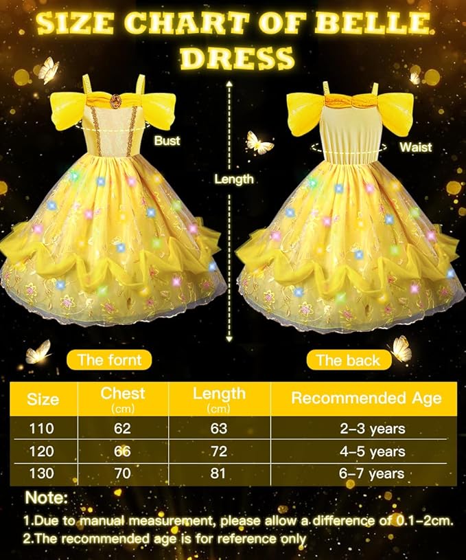 TOLOYE Princess Dress Up for Girls, Princess Costume for Girls Light Up with Accessories for Halloween Carnival Cospaly