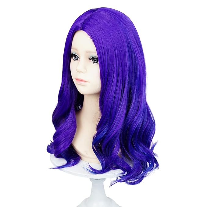 Probeauty Purple Wavy Wig for Girls Kids, Long Curly Costume Wig for Child Halloween Cosplay Birthday Party