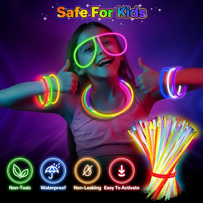 SpringFlower 360 PCS Glow Sticks Bulk Party Favors, 8" Glow in the Dark Party Supplies, Light Sticks for Party Favors Glow Necklaces and Bracelets for Kids or Adults