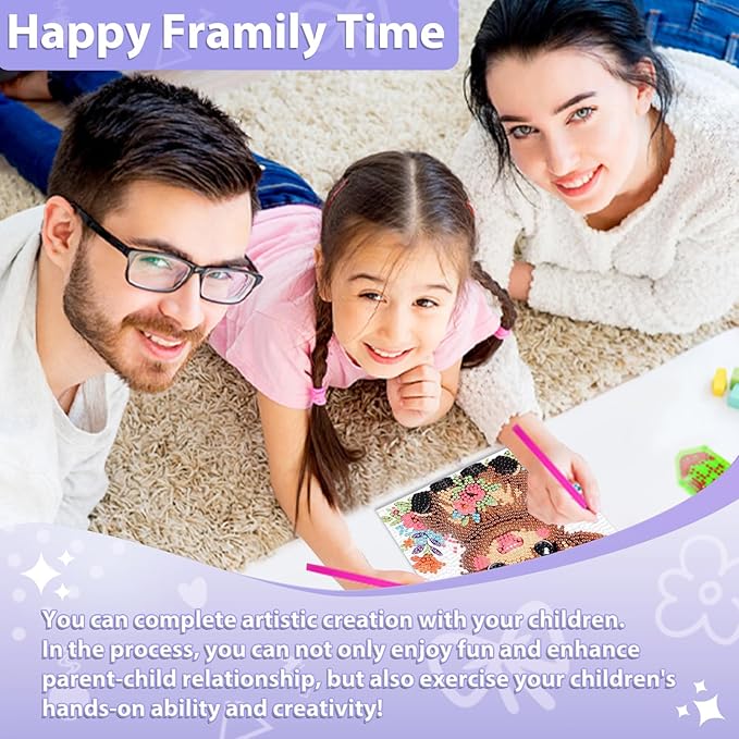 hkejoi Highland Cow Diamond Painting Kits for Kids with Frame- Highland Cow Diamond Art Kits, Animal Big Gem Diamond Painting Arts and Crafts Painting Kit for Gift Home Wall Decor 7x7inch