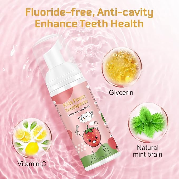 Moulis Foam Toothpaste Kids,Children Whitening Toothpaste with Low Fluoride & Natural Formula to Reduce Plaque,Toddler