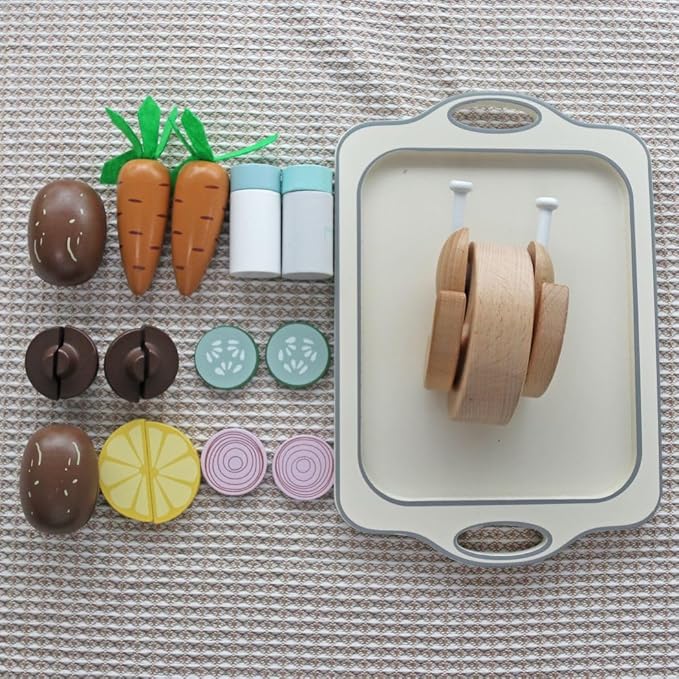 Thanksgiving Turkey Chicken Toy Wooden Play Food for Little Kids, Pretend Play Food Toys for Children, Great Wooden Kitchen Accessories Toys Lunch Set for 3, 4, 5 Year Old Girls and Boys