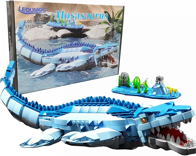 L001, Jurassic Mosasaurus (1200pcs), Dinosaur World Park Building Set,Dino Blocks Toys Sets for Boys,Age 6-12 Year Old