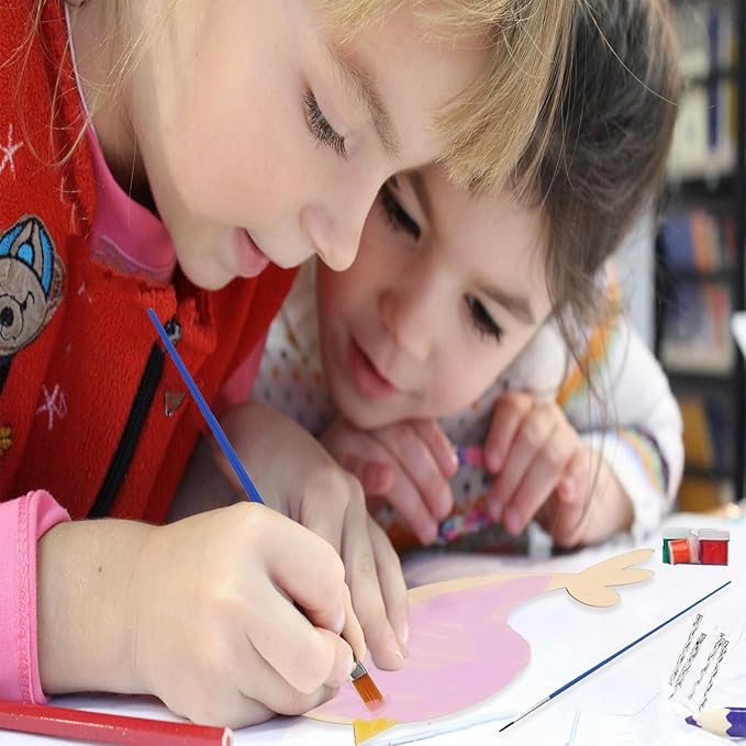 4pcs DIY Wooden Bird Wind Chime Crafts for Kids with Paint Kit Rhinestone Flower Stickers Summer Arts and Crafts for Kids 3 and Up