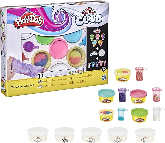 Play-Doh Mixing Studio DIY Kit for Kids 4 Years and Up, Mix Your Own Colors with Super Cloud and Scented Classic Modeling Compound, 10 Cans, 5 Mix-ins, Non-Toxic